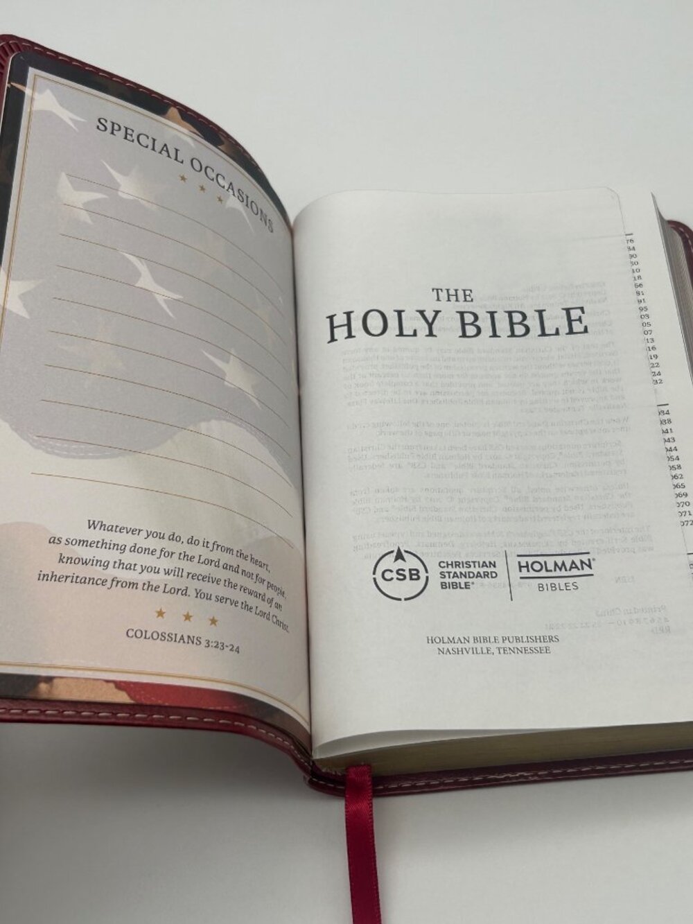 Firefighters Bible CSB Holman Burgundy LeatherTouch Special Firefighter Content - Picture 8 of 11